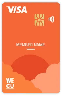 WECU First Step credit card with orange and white logo