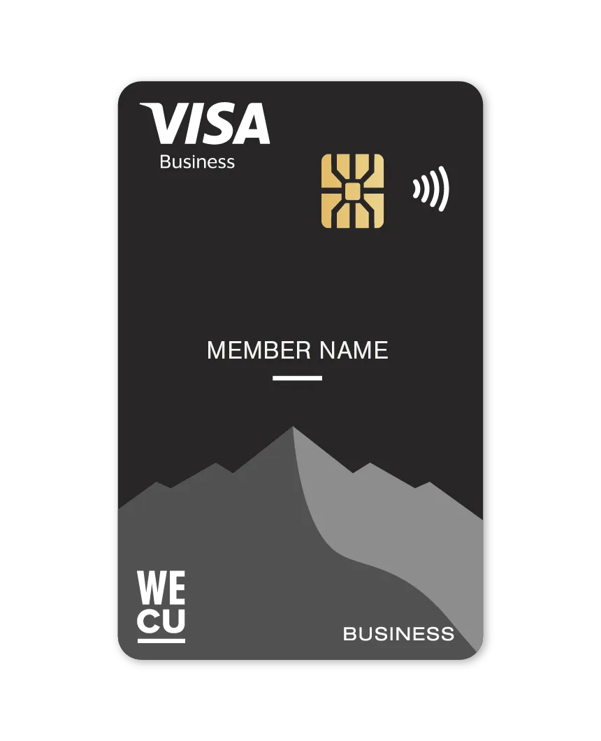 Credit card with visa business logo.