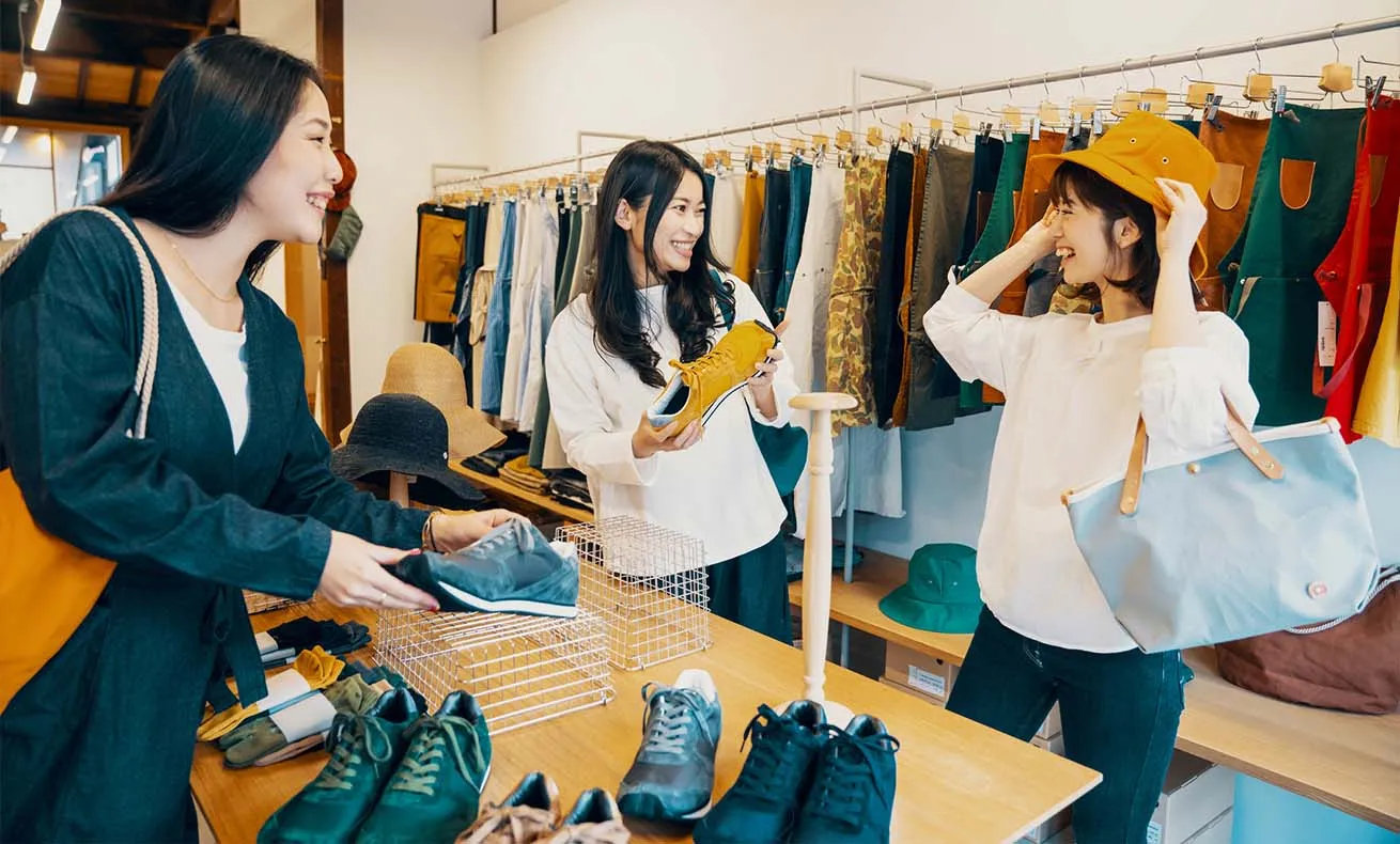 Woman at clothing store