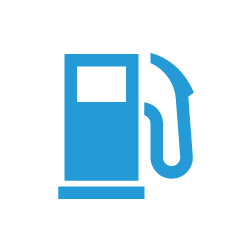 A blue car icon with a gas pump symbol