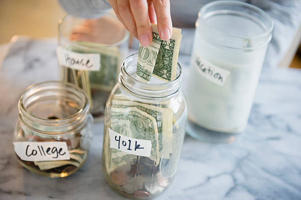 Savings jar with money