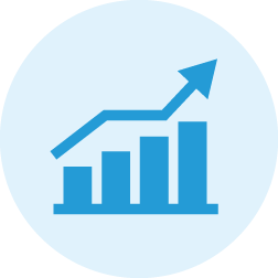 Graphic icon depicting upward trend and growth.