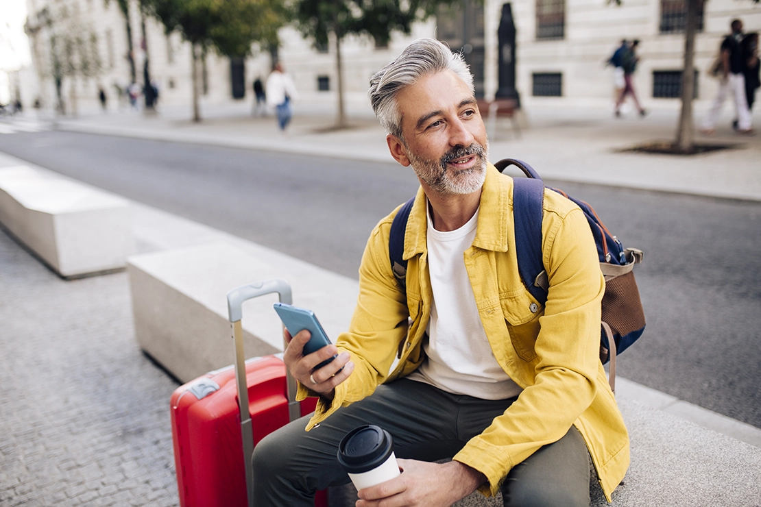 man with suitcase