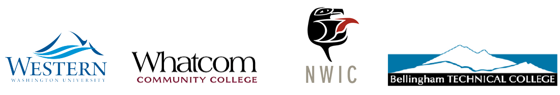 Logos of Western Washington University, Whatcom Community College, Northwest Indian College, and Bellingham Technical College.