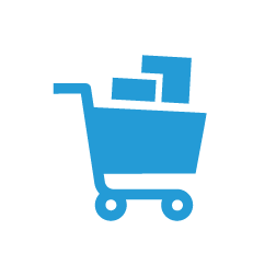Shopping cart icon with a paper bag.