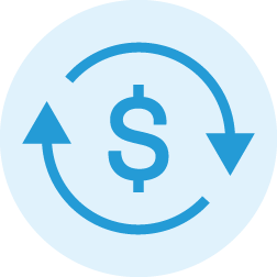 Refinance symbol, blue icon