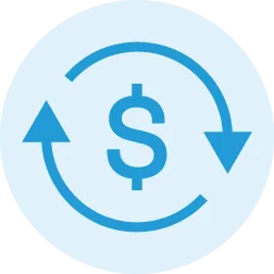 Refinance symbol, blue icon